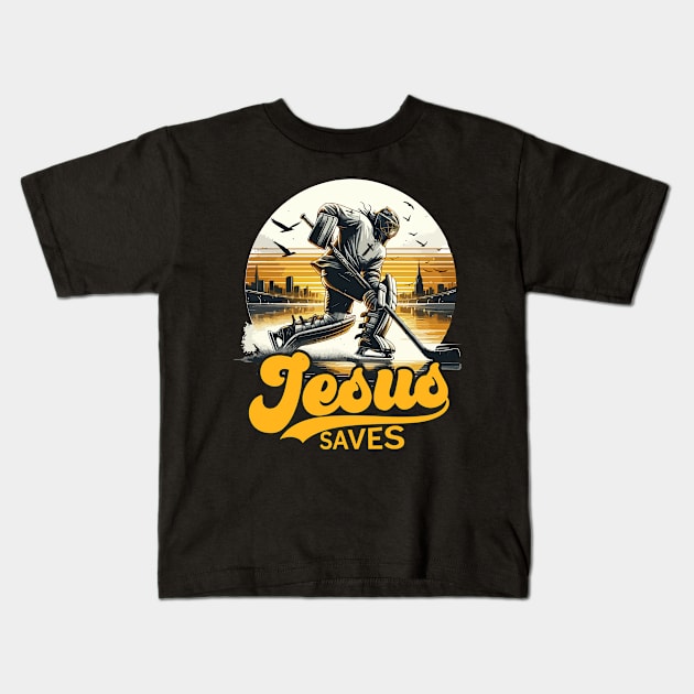 Hockey Jesus Saves Vintage Kids T-Shirt by Che Tam CHIPS